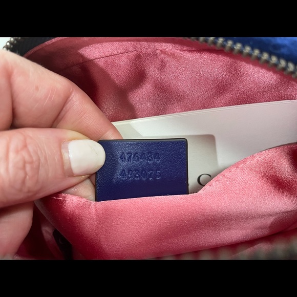 NEW GUCCI Blue Quilted Velvet GG Marmont Waist Belt Bag Fanny Pack Size 85/34 - Picture 6 of 11